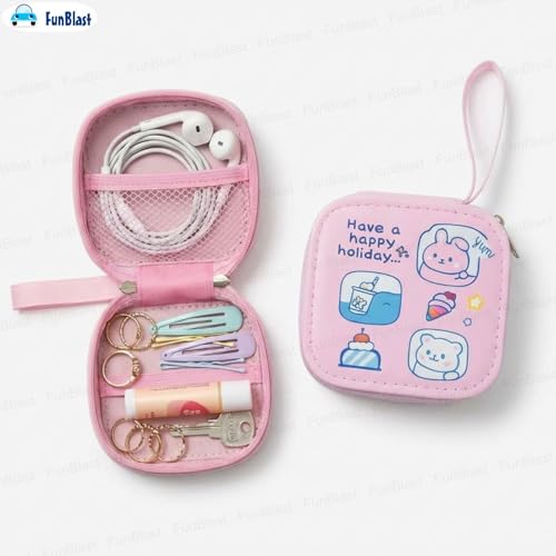 Image of FunBlast Square Coin Pouch for Kids - Cute Cartoon Design Mini Purse, Multipurpose Coins Pouch, Small Zipper Wallet for Kids & Girls, Kawaii Coin Bag (PinkRandom-)