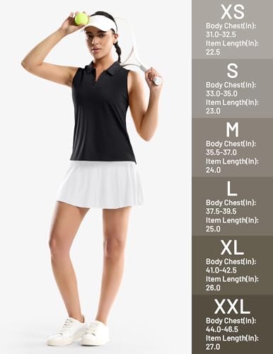 Image of MIER Womens Sleeveless Golf Shirts - Quarter Zip UPF 50+ Collared Polo Tank Tops, Quick Dry Zip Up Tennis Sports Active Tee