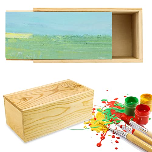 Billioteam 2 Pack Unfinished Wood Storage Box With Slide Lid,Blank Natural Wood Box Case Container For Christmas,Wedding,Party,Gift Jewelry Box,Diy Craft,Hobbies,Home Storage(7.87" X 3.94" X 3.15") #TOP2