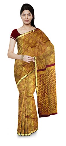 Molkalmuru Weavers Kanchipuram Handloom Silk Saree With Blouse Piece (Brown)