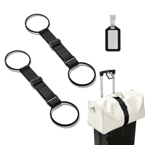 Luggage Straps for Suitcases, 2pc Luggage Strap and one Luggage Tags(Black) - image 1