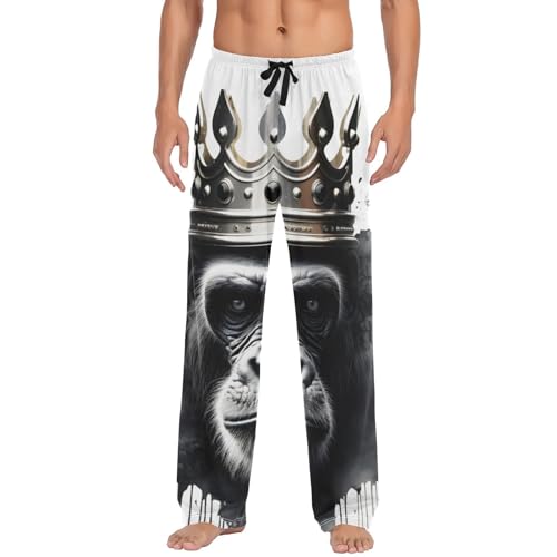 Angry Gorilla Crown Pajama Pants for Men Men's Separate Bottoms, Lounge Pants with Pockets S