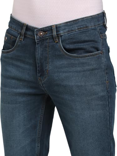 Image of Turtle Men Cotton Stretch Narrow Fit Dark Green Jeans||Men's Jeans||Men's Denim||Stretchable Jeans