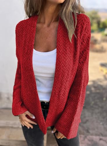 SHEWIN Women's Open Front Sweater Cardigan Casual Long Sleeve Knit Lightweight Outwear Coat - Image 5