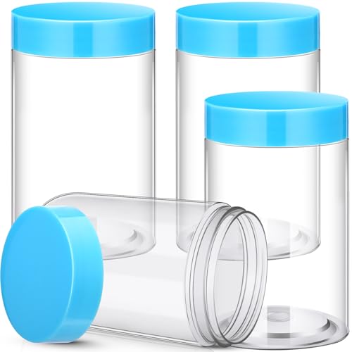 Image of Patelai 4 Pcs Plastic Jars Wide Mouth with Lids,12 Ounce,Blue