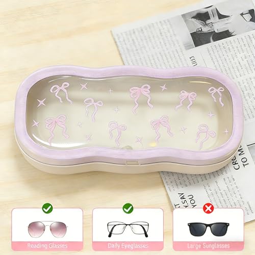 Image of MoKo Glasses Case Hard Shell, Cute Eyeglass Case for Reading Glasses, Clear Eyeglasses Case for Women Girls