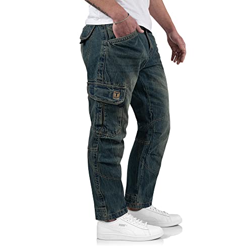 Timezone Heren Cargo Jeans broek Benito TZ 3983 Urban Indigo, 3983 Urban Indigo Wash., 36W x 32L