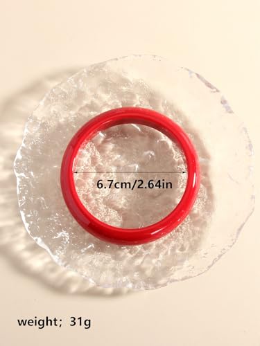Image of Colorful Geometric Round Circle Resin Acrylic Bangle Bracelet Cute Handmade Chunky Statement Wristband Bracelet for Women Vintage Jewelry