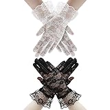 anpiwshjo Gothic Lace Gloves - White Tea & Dress Gloves for Women's Evening & Masquerade Cosplay