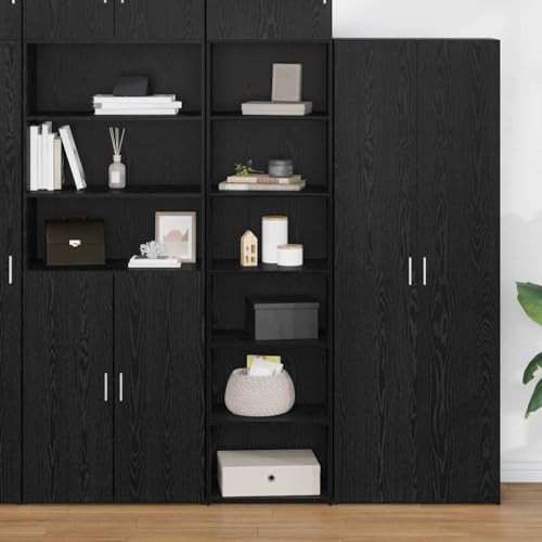 Armario negro efecto roble de 50x41x185 cm para almacenamiento elegante en salon 3