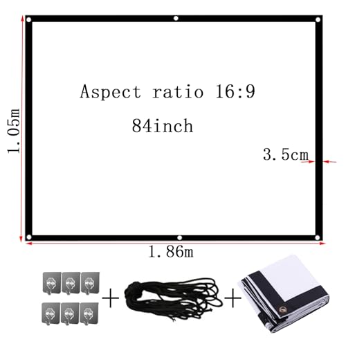 Image of Portable Outdoor Movie Screen, 60-200 Inch 3D Projector Screen Foldable Movie Screen for Projectors Enjoy Outdoor Film Movie Night, Projector Backing Black Movies Screens(16:9,84 inch Screen)