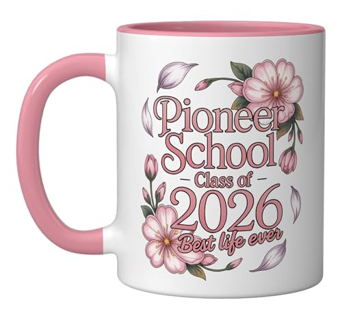 Taza cerámica Pioneer School 2026 JW Gifts rosa/blanco miniatura 1