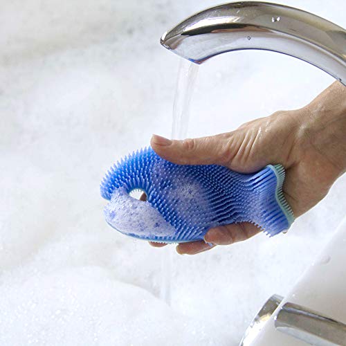 Innobaby Bathin' Smart Silicone Fish Bath Scrub, Aqua/Periwinkle #TOP6