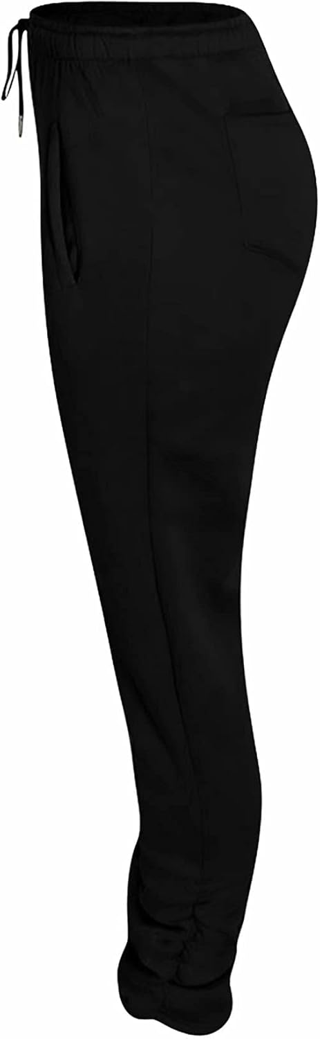 Molisry Women Stacked Sweatpants Fleece Drawstring High Waist Legging Jogger for Fall - Image 5