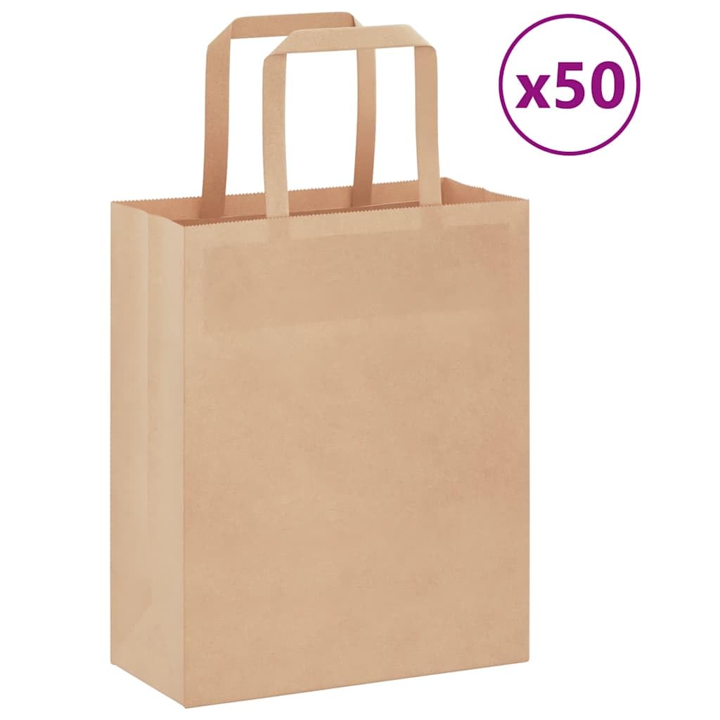 Kraftpapiertaschen 50 Stück Braun 18x8x22cm