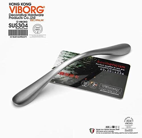 VIBORG (4 Pieces Solid SUS304 Stainless Steel Casting Modern Kitchen Cabinet Cupboard Door Handles Pull Wardrobe Dresser Drawer Handle Pulls Nickel Brushed SV210 (Hole-to-Hole: 128mm) - Image 4