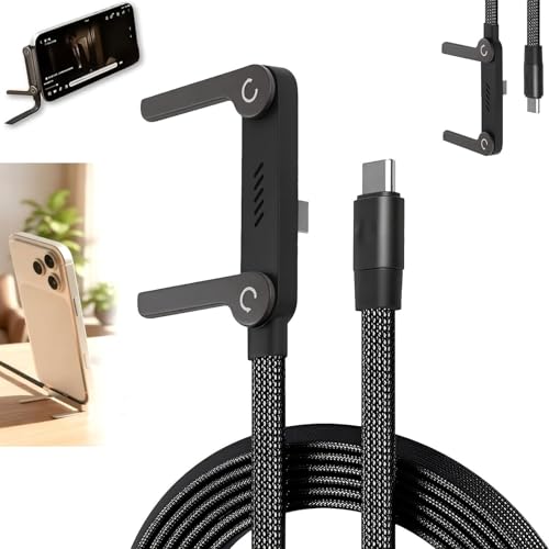 Image of Invisible Holder Charger Cable with Stand, 240w Super Fast Charging 2-in-1 Fast Charging Cord & Phone Stand for Gaming, Car Travel, Compatible with iPhone Samsung Type-C Charging Cable