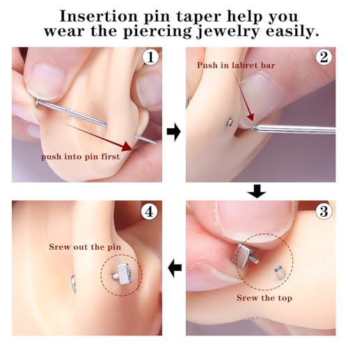 Piercing Ball Grabber Tool，14g 16g 18g 20gPiercing Taper，Surgical Steel Piercing Changing Tool for Stud Earring/Nose Stud/Eyebrow Stud4