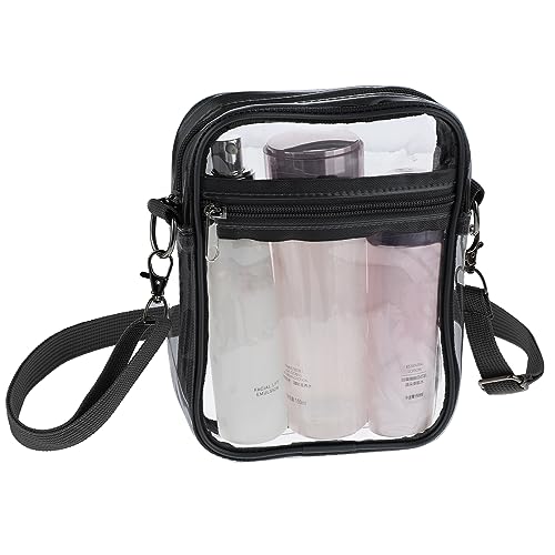 cobee Bolso cruzado transparente, bolso cruzado de concierto de PVC con bolsillo, aprobado por el estadio, Black, Clear Crossbody Handbags