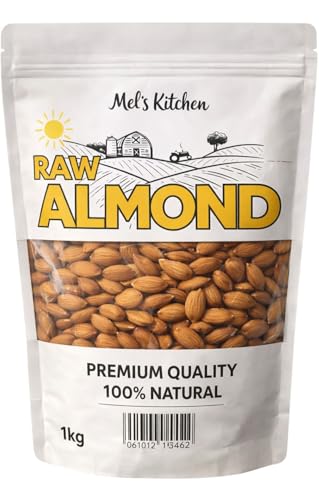 Mels Kitchen Raw Californian Almonds 1kg | Premium Quality Whole Almonds | 100% Natural | Ideal for Snacking Baking & Cooking