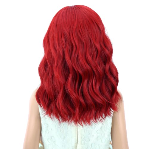 Image of PATTNIUM Kids Children Red Wig for Girls Short Wavy Red Wig Cosplay Halloween Party Costume Synthetic Wigs