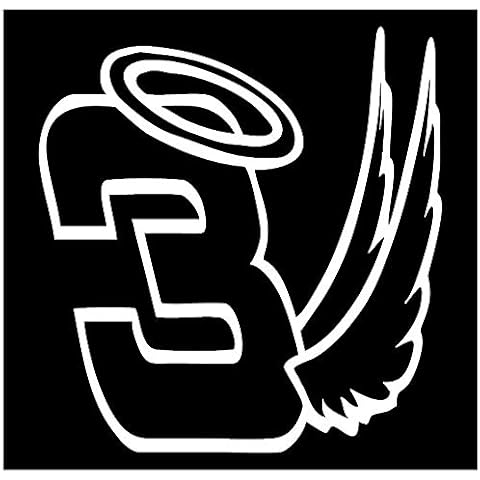 Decal Flags USA Dale Earnhardt #3 with Wings - White - Peel and Stick Sticker - Auto, Wall, Laptop, Cell, Truck Sticker for Windows, Cars, Trucks Cover