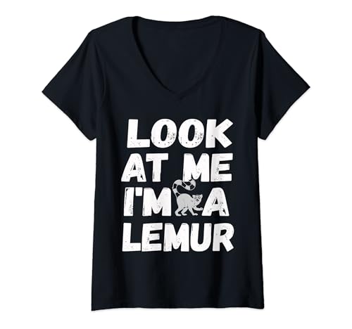 Donna Look at Me I'm A LEMUR Shirts Maglietta per costume di Halloween Maglietta con Collo a V