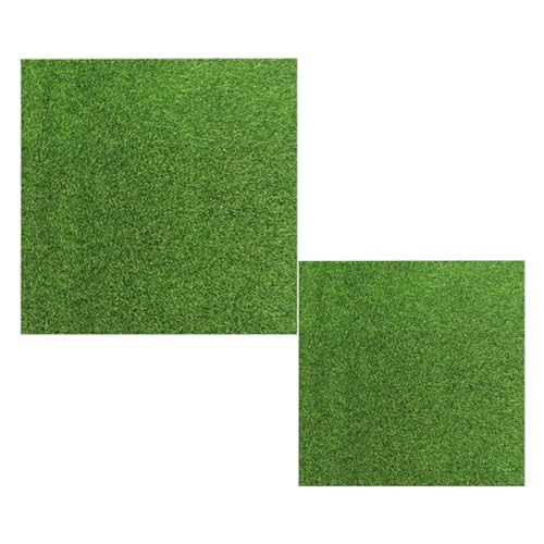 WeddHuis 2 mini hierba artificial en miniatura para decoración, alfombra de jardín, de plástico para manualidades, adorno del jardín, falso, césped artificial para exteriores (15 x 15 cm)