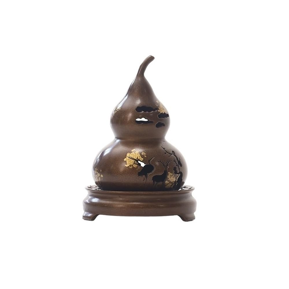 Incense Holder, Creative Gourd Copper Incense Burner Indoor Decorative Holder For Office Yoga And Home(Brown)