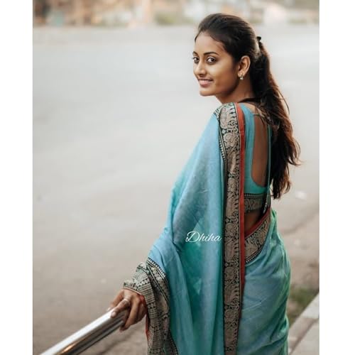 Image of Narayanpet Pure Cotton Avani Border Saree for Women with Running Blouse | Tassels | Traditional Woven Solid Design | Handloom Weave