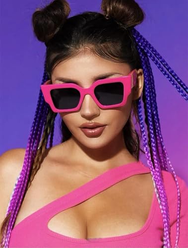 SORVINO Trendy Square Sunglasses for Women Ladies Square Oversized Frame Sun Glasses Hot Pink Black Sunnies3