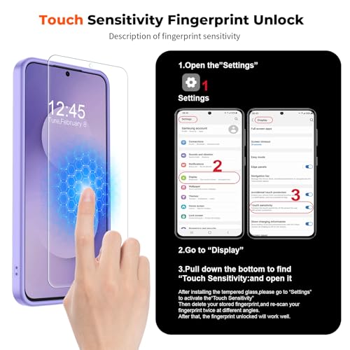 Image of SUPFINE Magnetic for Samsung Galaxy S25 FE Case with Screen Protector, (Built-in Magnets) (Military Grade Drop Protection) Slim Translucent Shockproof Phone Case,Purple