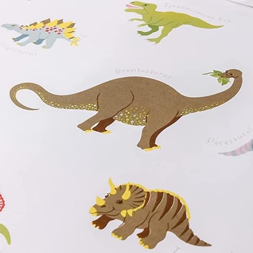 Image of Famyo Kids King Size Bedsheet Set with Comforter Cover, Dino Park | 4-Piece Set, 250 TC Fitted Bedsheet, 2 Pillow Covers, 72 x 78 in, White Dino Park Design, Soft Kids Bedding