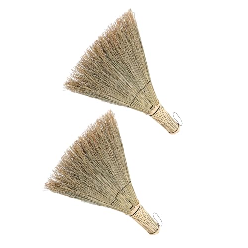 VALICLUD 2pcs Handmade Straw Whisk Broom Portable Small Handheld Dust Sweeper with Short Handle for Indoor Hardwood Floors Sofas Tables Easy to Clean Natural Material for Home Decor and Car