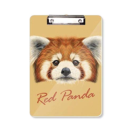 Porte-bloc A4 motif panda rouge avec pince métallique robuste pour écriture nomade
