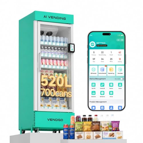 AI Smart Open Vending Machine - Commercial Refrigerated Machine for Office/School/Fitness Center with Contactless Payment, AI Visual Recognition and App Management