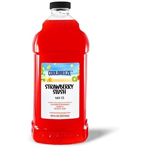 Coolbreeze Beverages Shelf Stable Ready to Use Frozen Drink Mix - 1:5 Ratio for Daiquiri Shaved Ice Slushie Snowcone Flavor Syrups - One 1/2 Gal (Strawberry Slush) Cover
