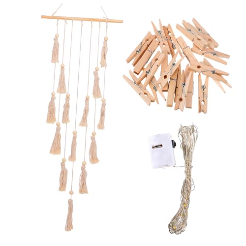 ABOOFAN Hanging Photo Display with Clips and Lights Photo Wall Decor for Birthday Party Space Saving Picture Holder Elegant Memory Showcase for Home and Shops