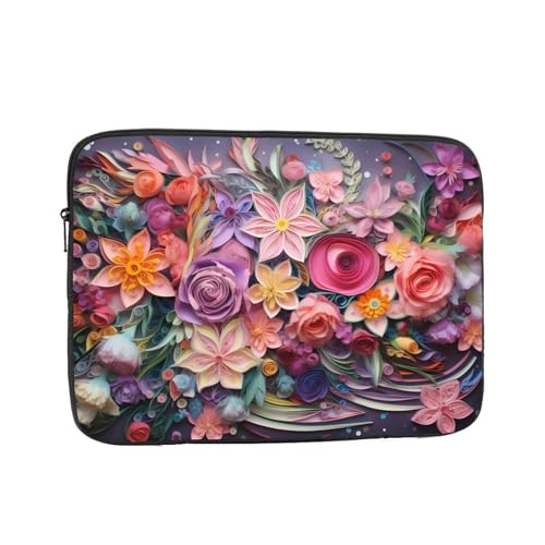 Paper Cut Flowers Laptop Sleeve Case 15 Inch Suitable For Notebook Computer Tablet Traveling Carrying Simple Case