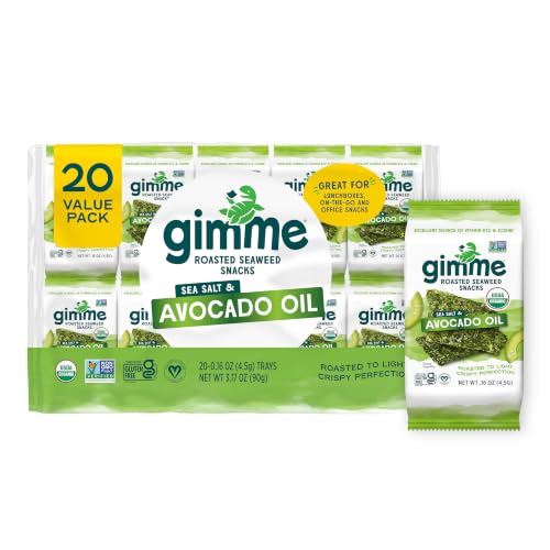 Gimme Seaweed Organic Seaweed Snack, Avocado &amp; Sea Salt, .17oz, 20 Count