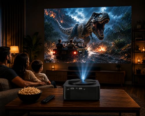 Image of Reysol Projector | 4K decoding | Native 1080P | WiFi | Miracast | Brighter 25000 lumens | Auto Focus (Speaker /Wireless /Remote Controller) Portable Projector