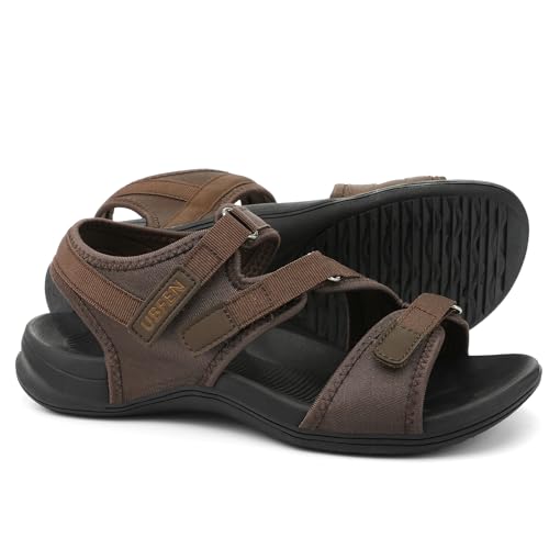 Image of UBFEN Womens Hiking Water Sport Sandals with Arch Support | 3 Adjustable Straps, Cushioned Footbed, Non-Slip, Comfortable Walking for Athletic Outdoor Summer Beach