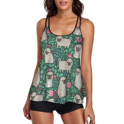 Short de garçon et tankini carlin pour cacher le ventre à la plage