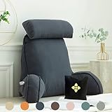 Lesekissen, Rückenkissen Bett, Bettsessel Rückenlehnenkissen, Rückenstütze, Bettkissen Rückenlehne, Bettsitzkissen mit Armlehne, Kissen Bett Rückenlehne, Rückenkissen mit Armlehnen 75cm×40cm×58cm