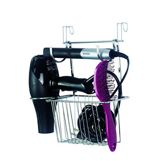 Organizador Banheiro Porta Secador de Cabelo Suporte Cromado Chapinha e Escova