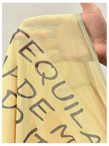 Image of RoseSeek Women's Sheer Mesh Letter Graphic Tees Short Sleeve Crew Neck Y2K Vintage Summer Going Out Crop Tops