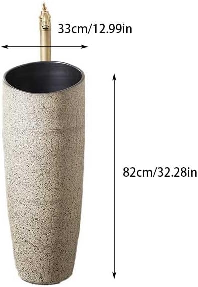 Bathroom Countertop Vessel Sink Ceramic Column Sink Household Bathroom Floor-standing Wash Basin Outdoor Pedestal Sink Vanity