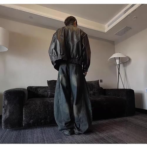 jupkem Men Wide-Leg Baggy Jeans Casual High-Waisted Y2k Cargo Pants Retro Hip-hop Street Style Harajuku Clothing4