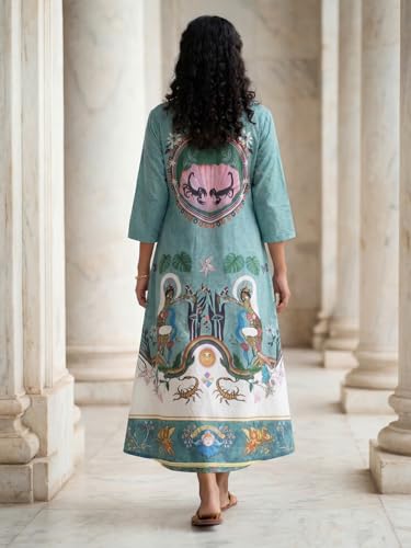 Image of HELLCAT Floral Brown Women Dress|New Trending Dress for Women|Western 3 /4 Sleeve A-line