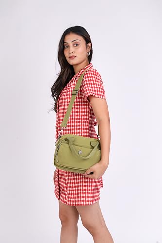 Image of TS WITH TECHSUN Small Women Crossbody Sling Bag Handbag for Travel Office Use, Water Resistant Nylon Shoulder Purse, Adjustable Strap Multipocket Organizer (25(L) X 19(H) X 9(W) CM)